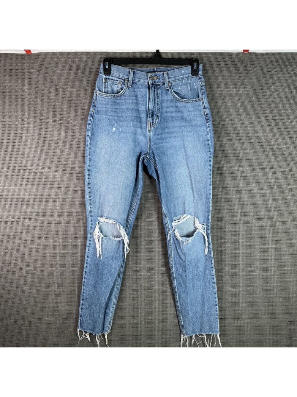 Fashion Nova Womens Size 5 Blue High Waisted Distressed Raw Hem Denim Jeans
